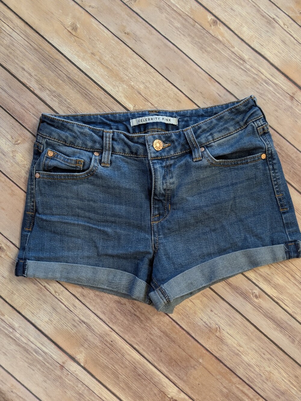 Celebrity Pink Dark Blue Denim Cuffed Women's Shorts